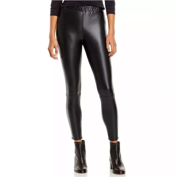 Jonathan Simkhai Faux Leather Black Stretch Cropped Rylee Leggings Pants Small - Picture 1 of 7